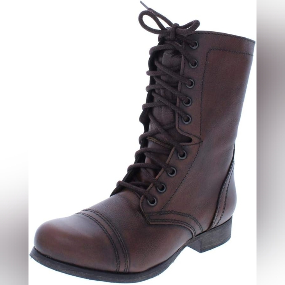 Steve Madden Troopa Brown Leather combat boot